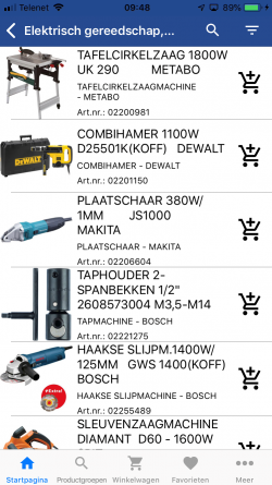 ScanApp - Productlijstpagina ScanApp - Productlijstpagina